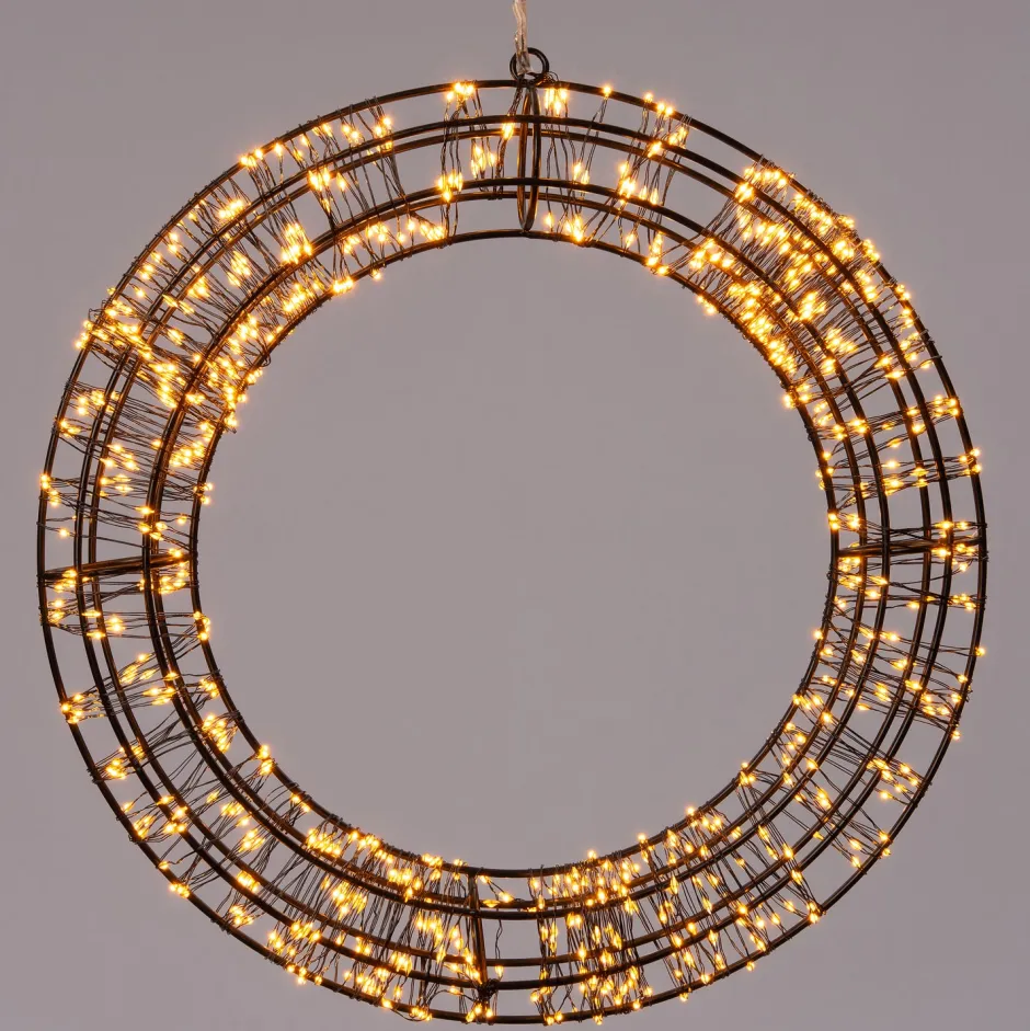 Intratuin Weihnachtsanhänger Kranz schwarz mit 800 LEDs warmweiß D 36 cm| Weihnachtsfiguren (Außen)