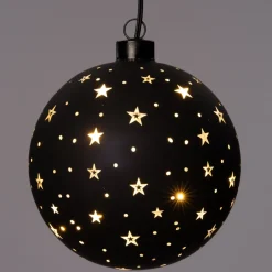Intratuin Weihnachtsanhänger Kugel Sterne mit LED Beleuchtung warmweiß D 12 cm| Weihnachtsdeko Zum Aufhängen