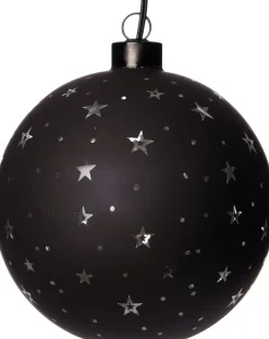 Intratuin Weihnachtsanhänger Kugel Sterne mit LED Beleuchtung warmweiß D 10 cm| Weihnachtsdeko Zum Aufhängen