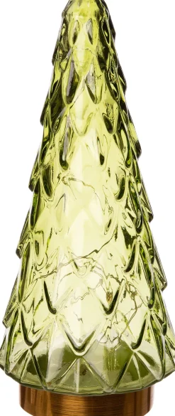 Intratuin Weihnachtsdeko Baum grün mit 10 LEDs warmweiß D 10,5 H 24,5 cm| Weihnachtsfiguren & -Objekte