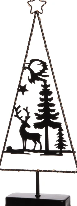 Intratuin Weihnachtsdeko Baum mit Hirsch 20 LEDs warmweiß 18 x 4 x 45,5 cm| Weihnachtsfiguren & -Objekte