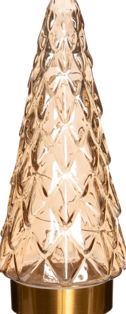 Intratuin Weihnachtsdeko Baum taupe / gold beleuchtet mit 10 LEDs D 10,5 H 24,5 cm| Weihnachtsfiguren & -Objekte