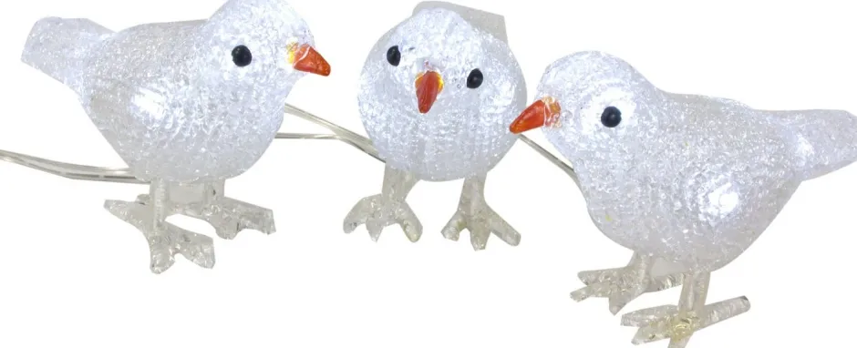 Intratuin Weihnachtsfigur außen Vogel weiß beleuchtet H 15 cm 3 St.| Weihnachtsfiguren (Außen)