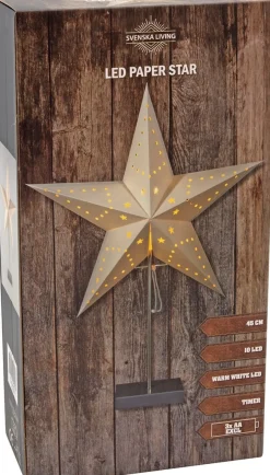 Intratuin Weihnachtsstern beleuchtet weiß mit 10 LEDs warmweiß D 45 cm| Weihnachtssterne