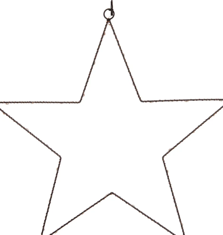 Intratuin Weihnachtsstern Fensterdeko schwarz beleuchtet mit 50 LEDs extra warm D 30 cm| Weihnachtsdeko Zum Aufhängen|Weihnachtssterne