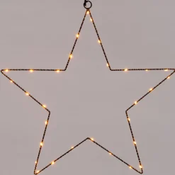 Intratuin Weihnachtsstern Fensterdeko schwarz beleuchtet mit 50 LEDs extra warm D 30 cm| Weihnachtsdeko Zum Aufhängen|Weihnachtssterne