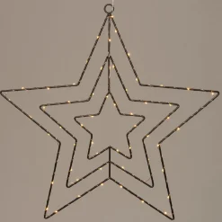 Intratuin Weihnachtsstern Fensterdeko schwarz beleuchtet mit 60 LEDs klassisch warm D 56 cm| Weihnachtssterne|Weihnachtsfiguren (Außen)