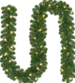 Intratuin Winterberg Tannengirlande 270 cm x D 20 cm mit LEDs warmweiß| Weihnachts- & Tannengirlanden